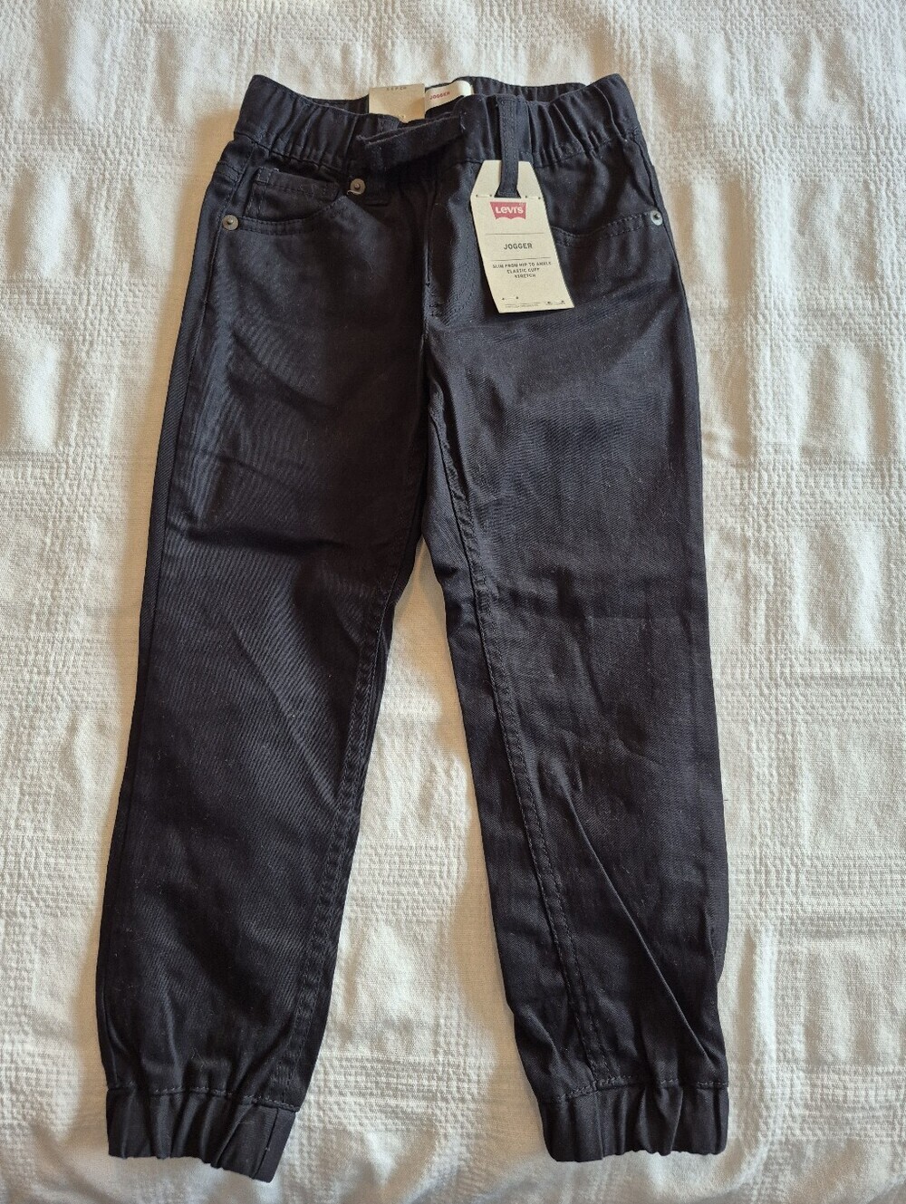 Levi's boys size 5 black twill jogger elastic waist NEW